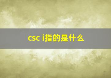 csc i指的是什么